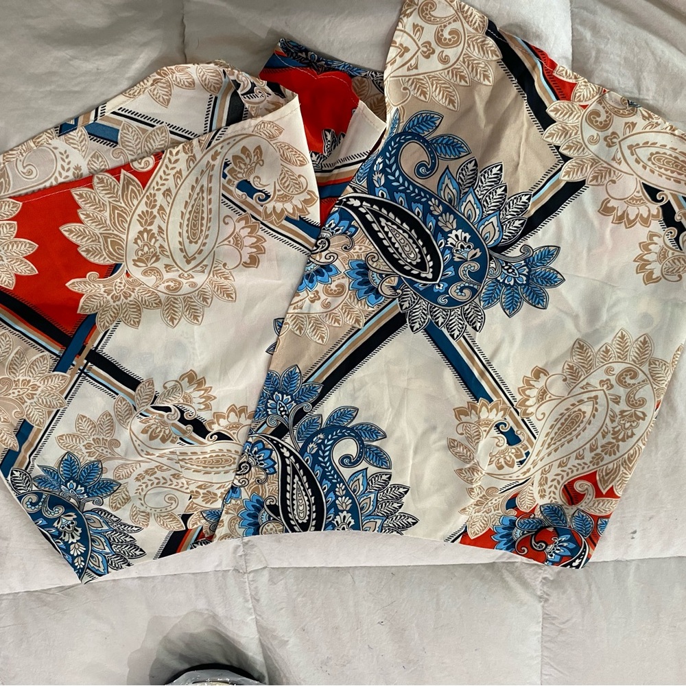 Paisley Print Skort with Red and Blue Accents